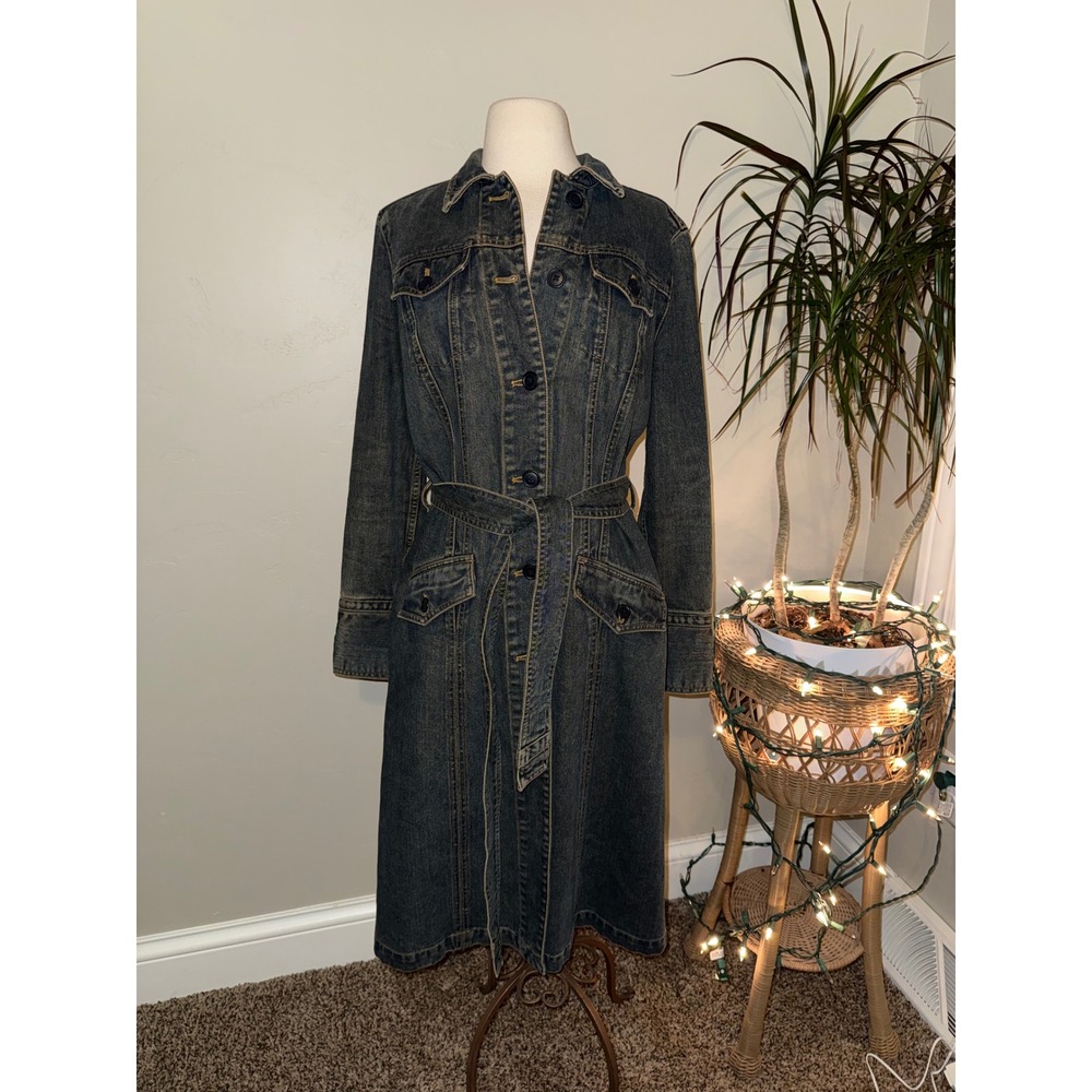 GAP Dark Wash Denim Trench Jacket Medium